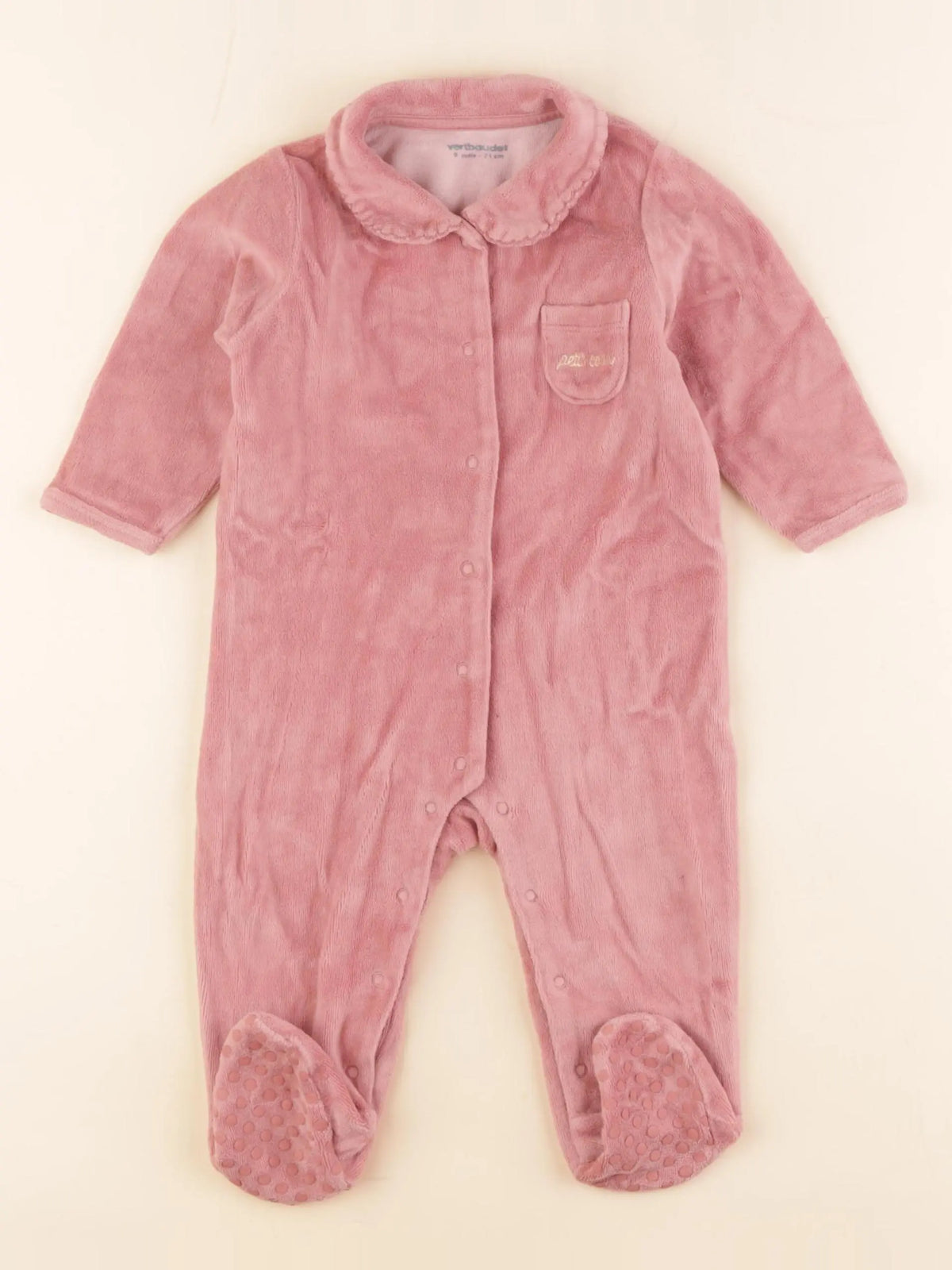 Vertbaudet - pyjama velours rose - 9 mois