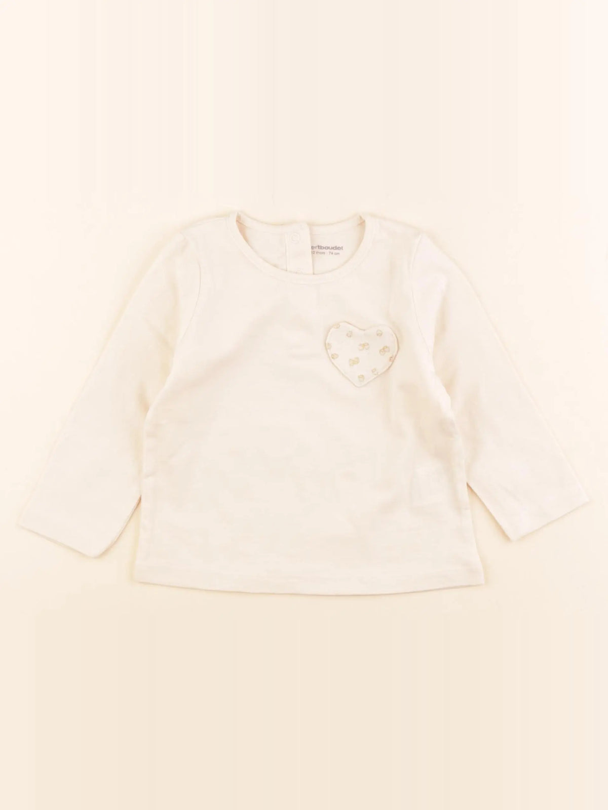 Vertbaudet - tee-shirt beige - 12 mois