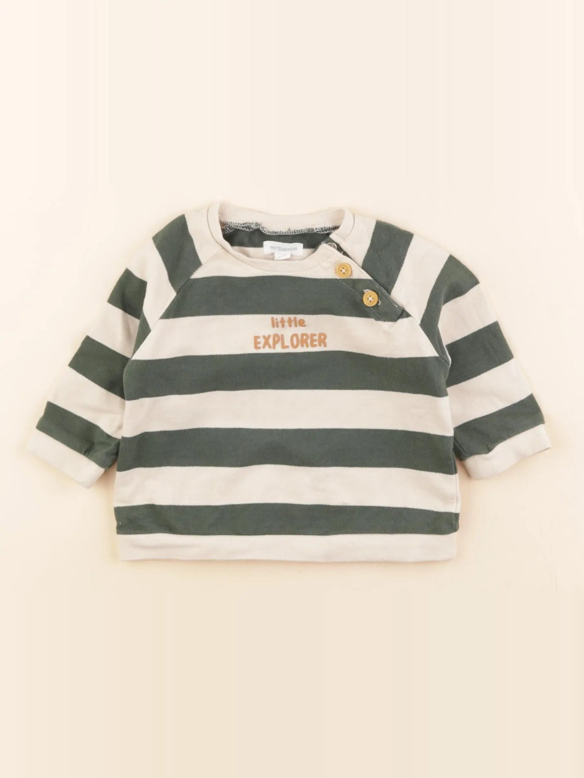 Vertbaudet - sweat vert - 9 mois