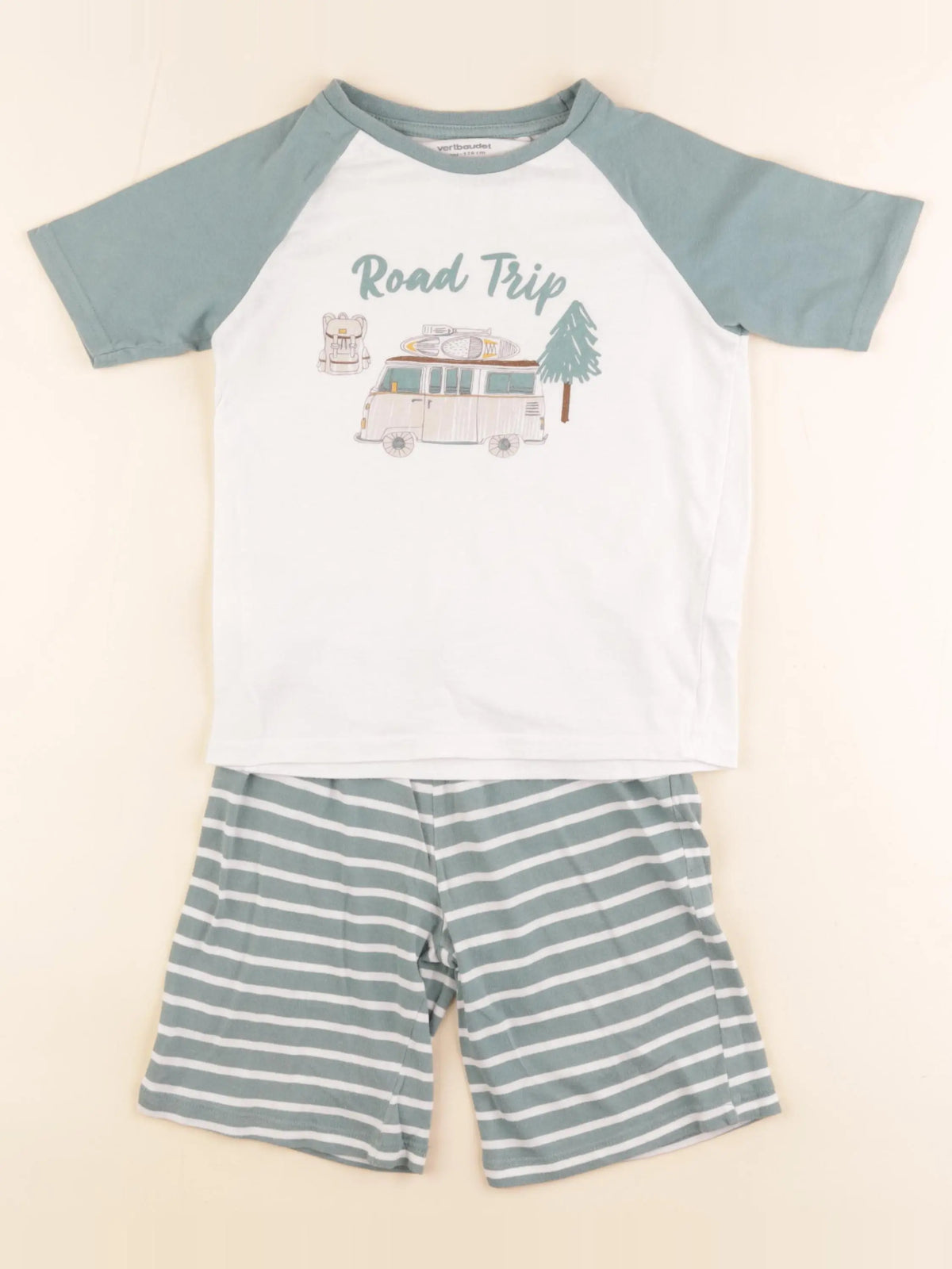 Vertbaudet - pyjama coton blanc, bleu - 6 ans