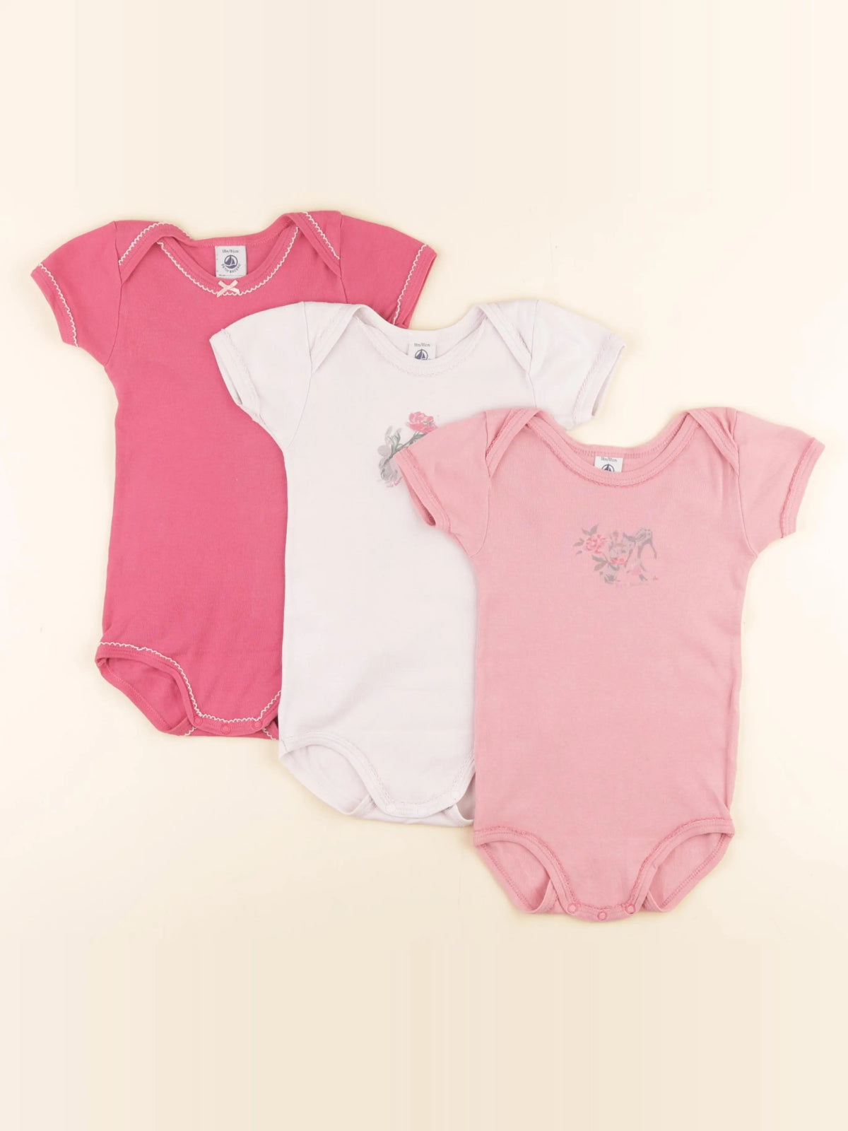 Petit Bateau - lot de 3 bodies en coton multicolore - 18 mois