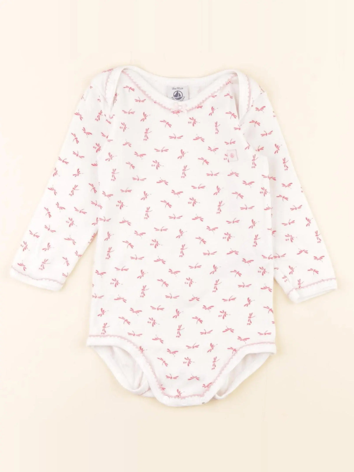 Petit Bateau - body blanc, rouge - 18 mois