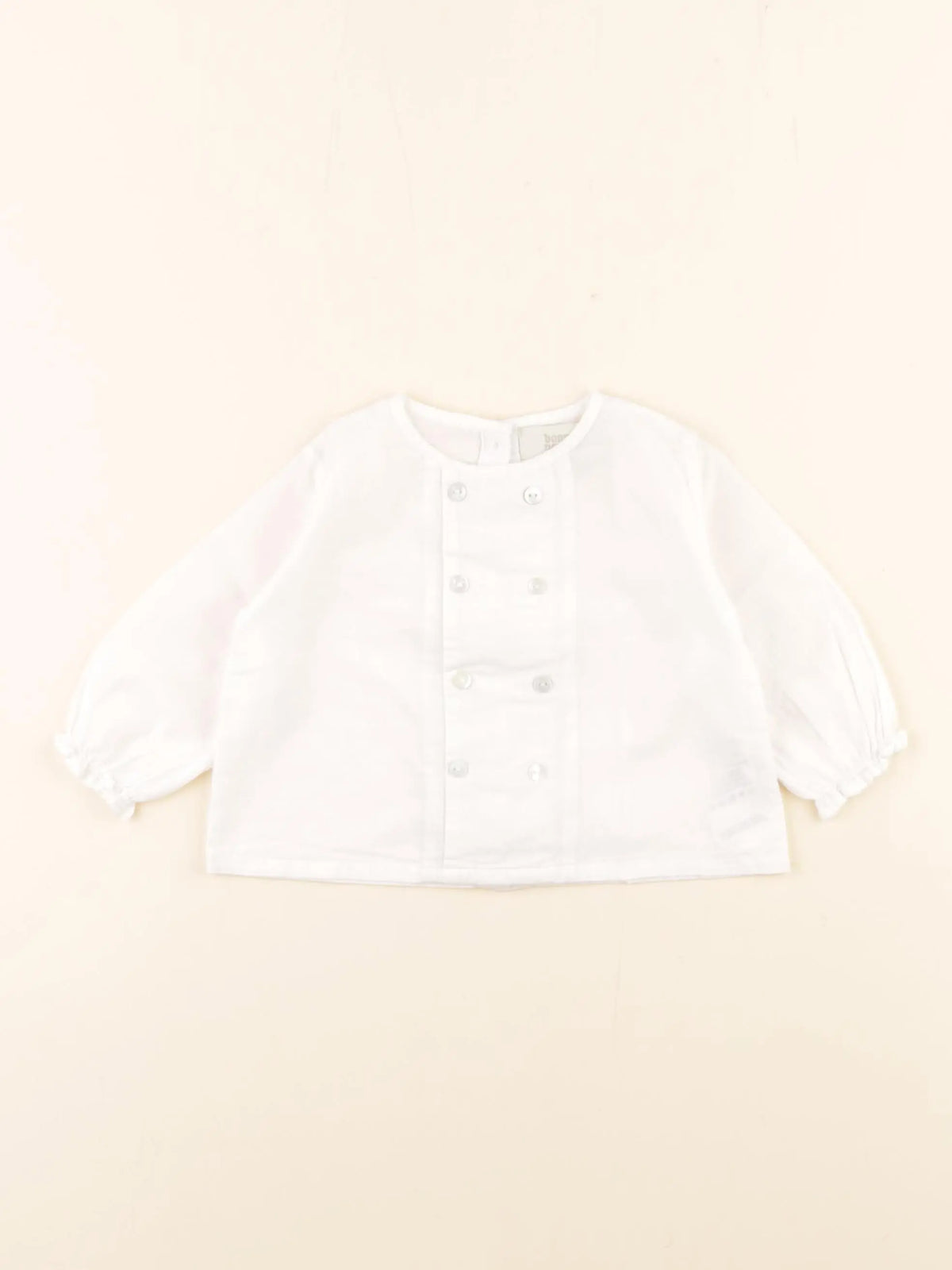 Bonnet à Pompon - blouse blanc - 3 mois