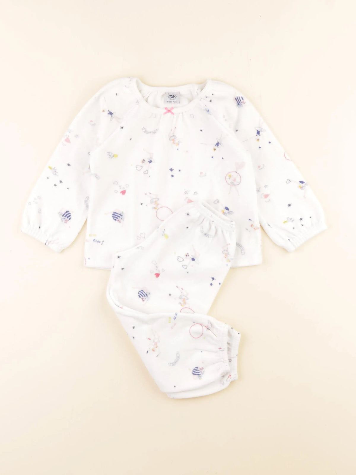 Petit Bateau - pyjama velours blanc - 2 ans