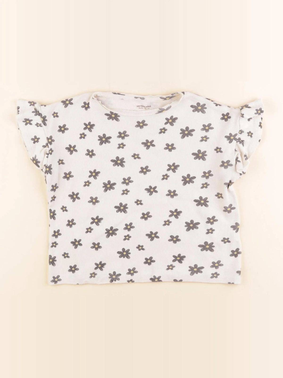 Vertbaudet - tee-shirt beige, gris - 6 ans