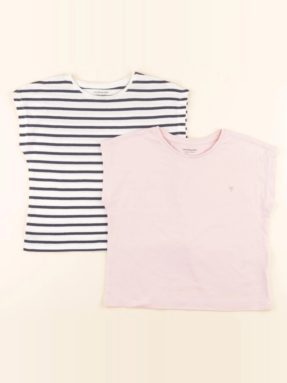Vertbaudet - lot de 2 tee-shirts multicolore - 3 ans