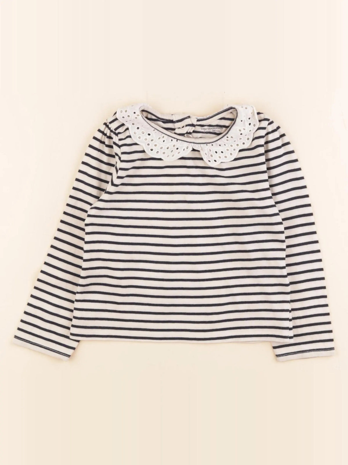 Vertbaudet - tee-shirt beige, bleu - 2 ans