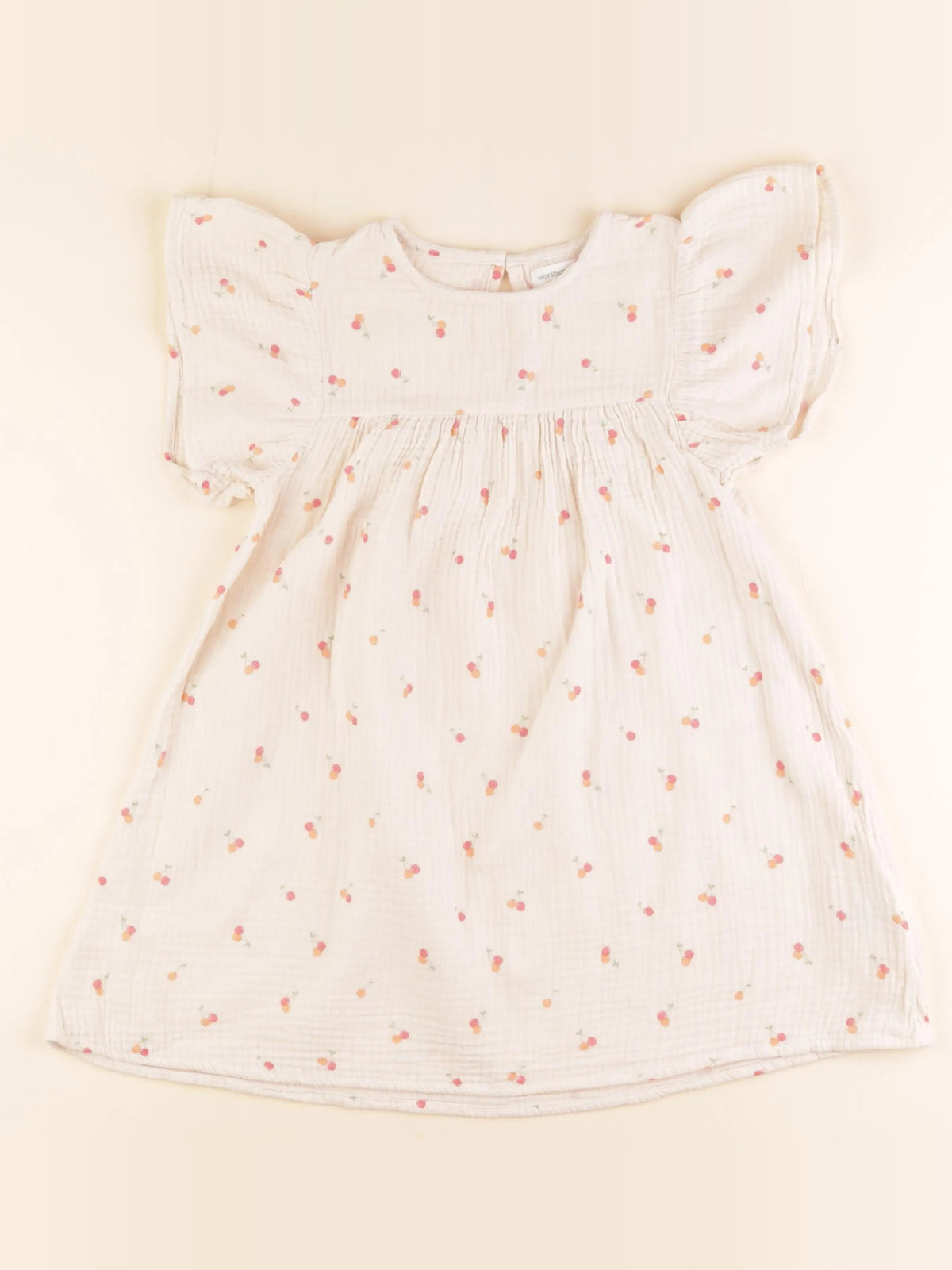 Vertbaudet - robe beige, rose - 6 ans