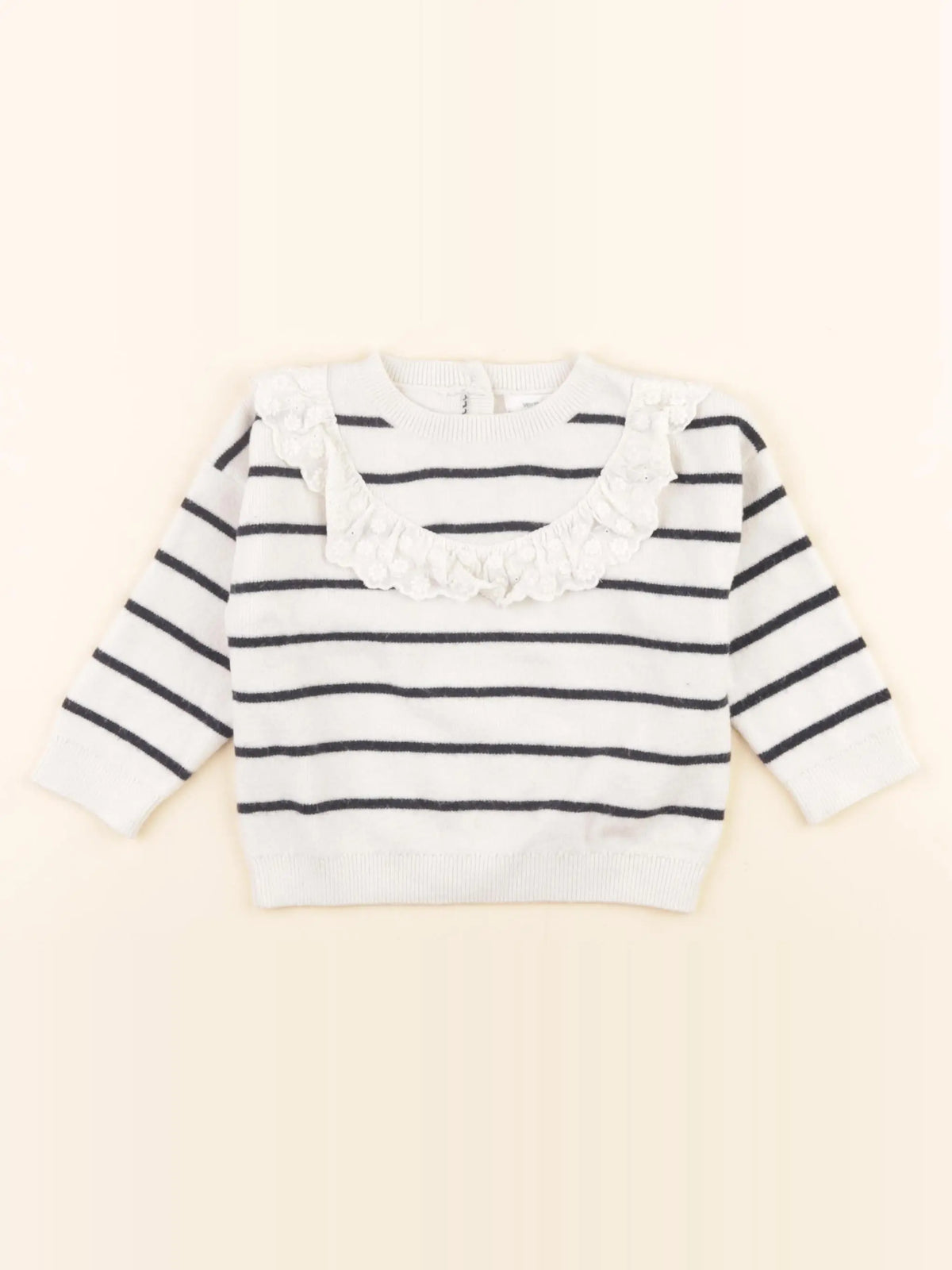 Vertbaudet - pull blanc, bleu - 12 mois