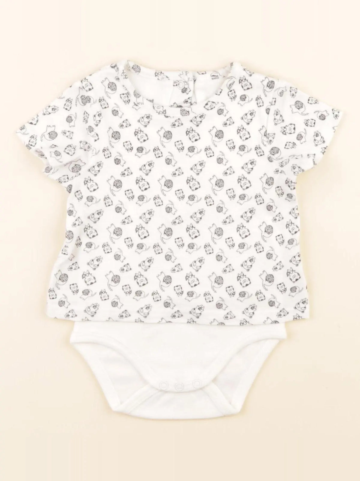 Vertbaudet - body tee-shirt beige, noir - 3 mois
