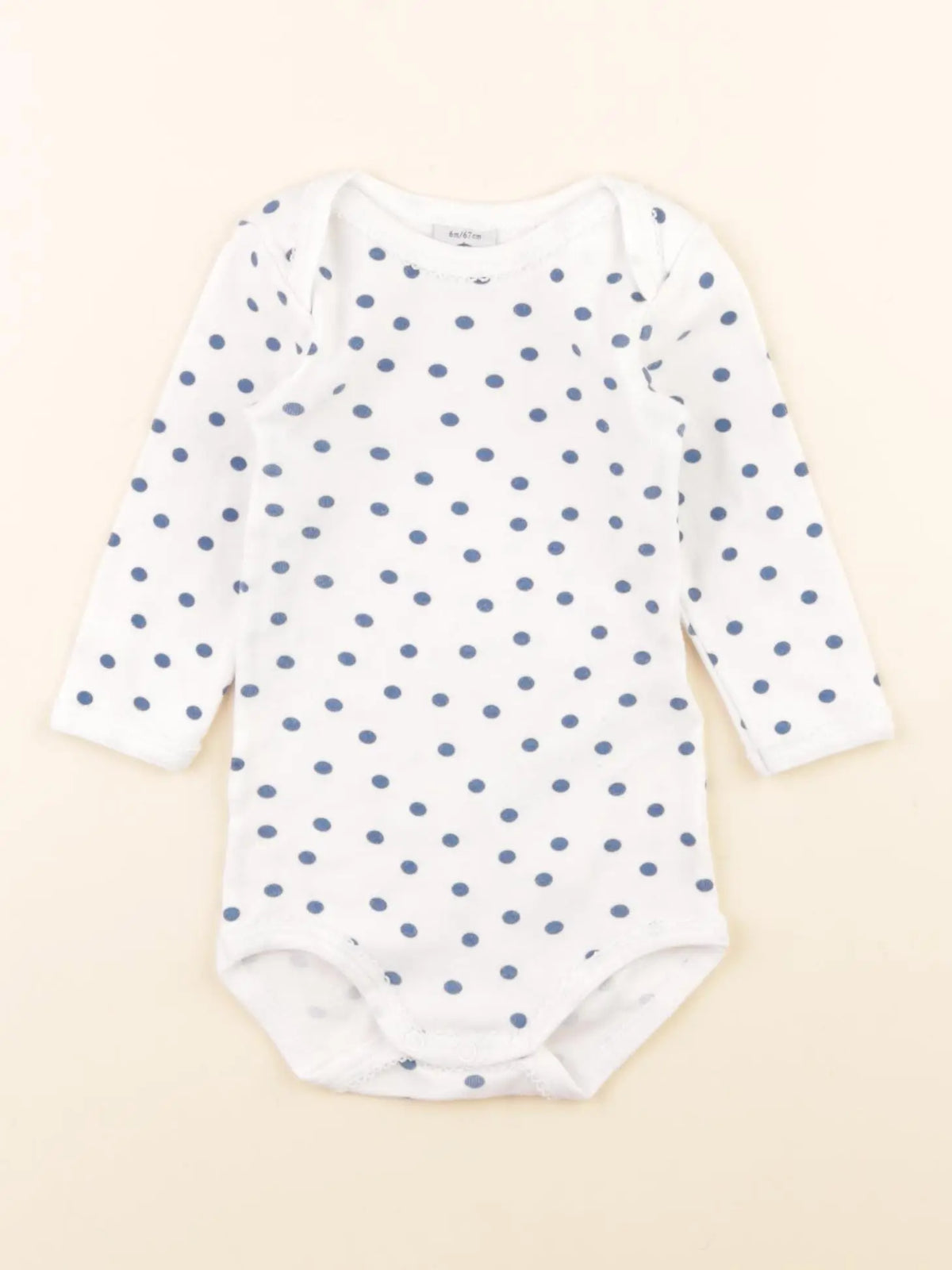 Petit Bateau - body blanc, bleu - 6 mois