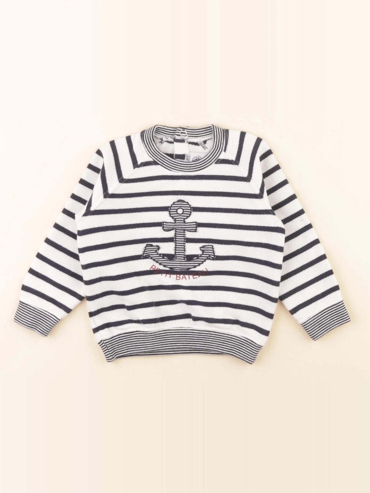 Petit Bateau - sweat beige, bleu - 18 mois