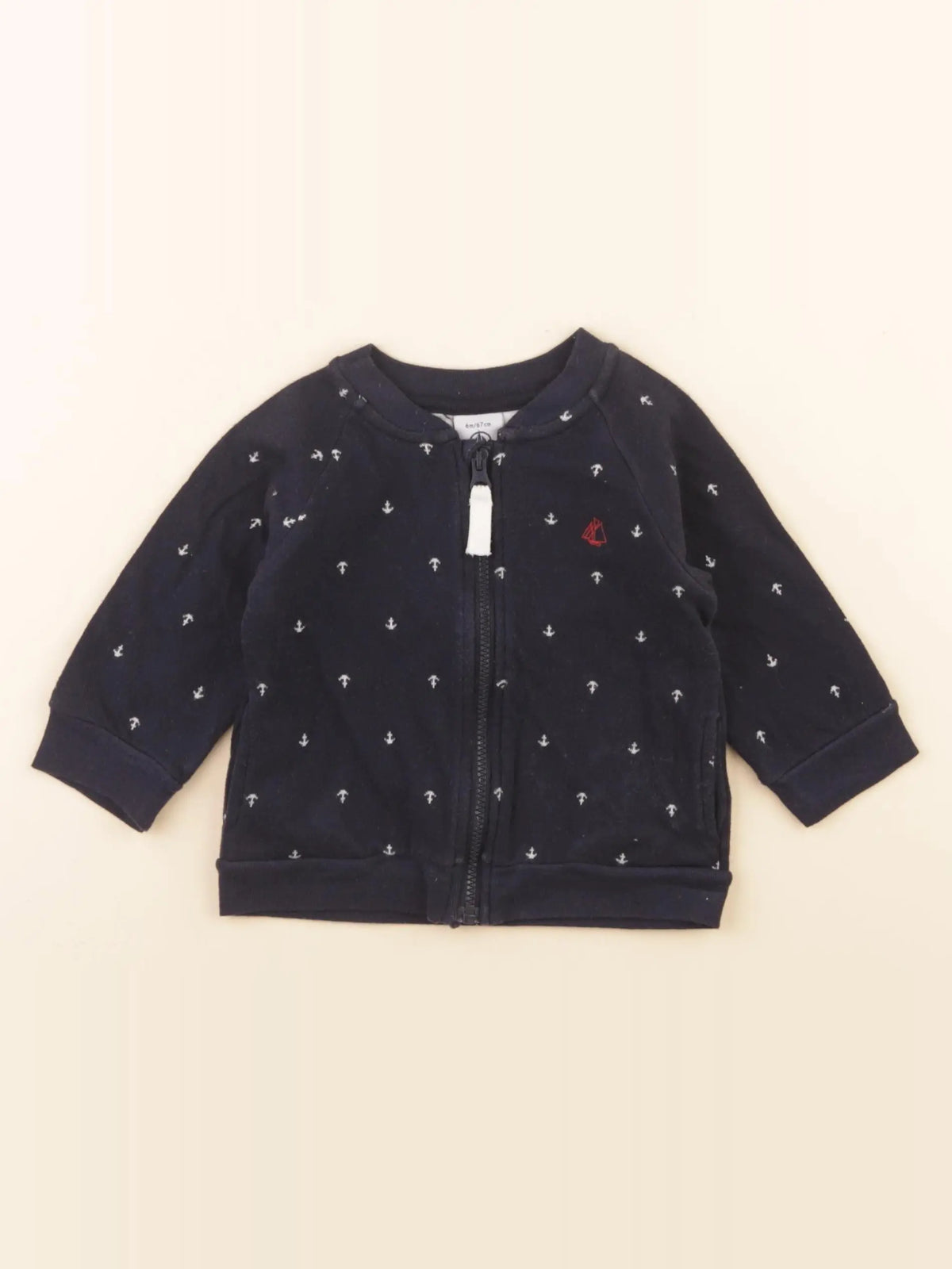 Petit Bateau - sweat bleu, blanc - 6 mois