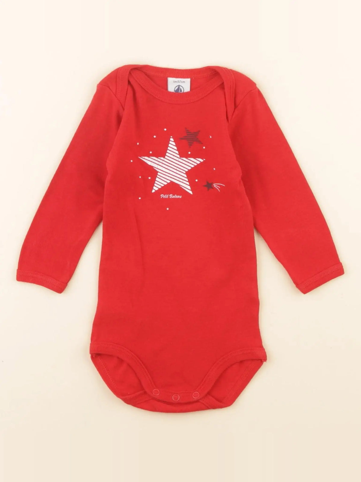 Petit Bateau - body rouge - 6 mois