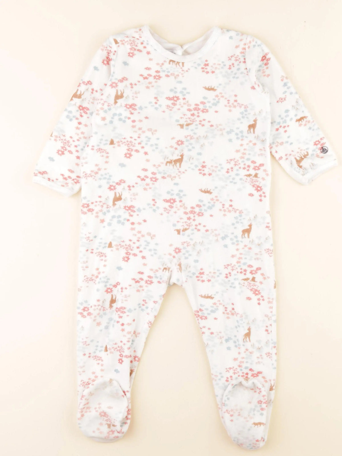 Petit Bateau - pyjama velours blanc, rose - 24 mois