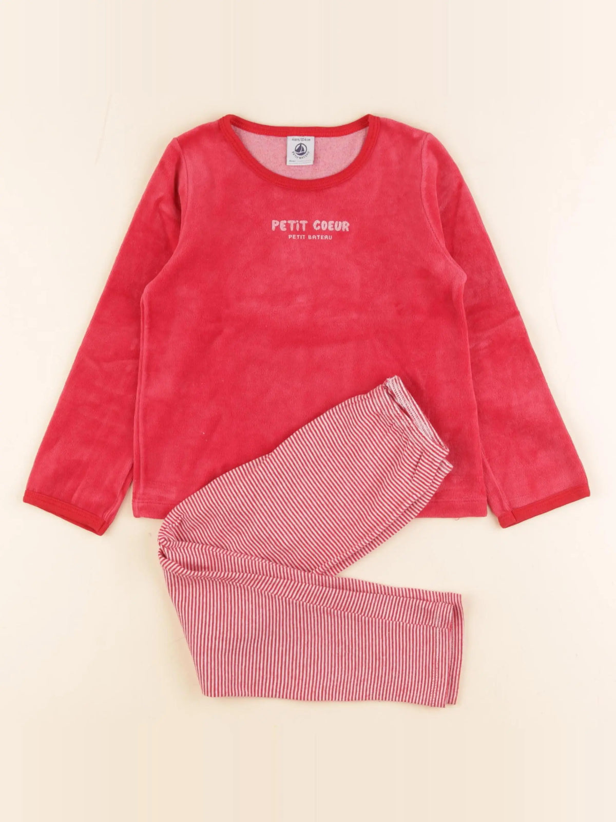 Petit Bateau - pyjama velours rouge - 4 ans