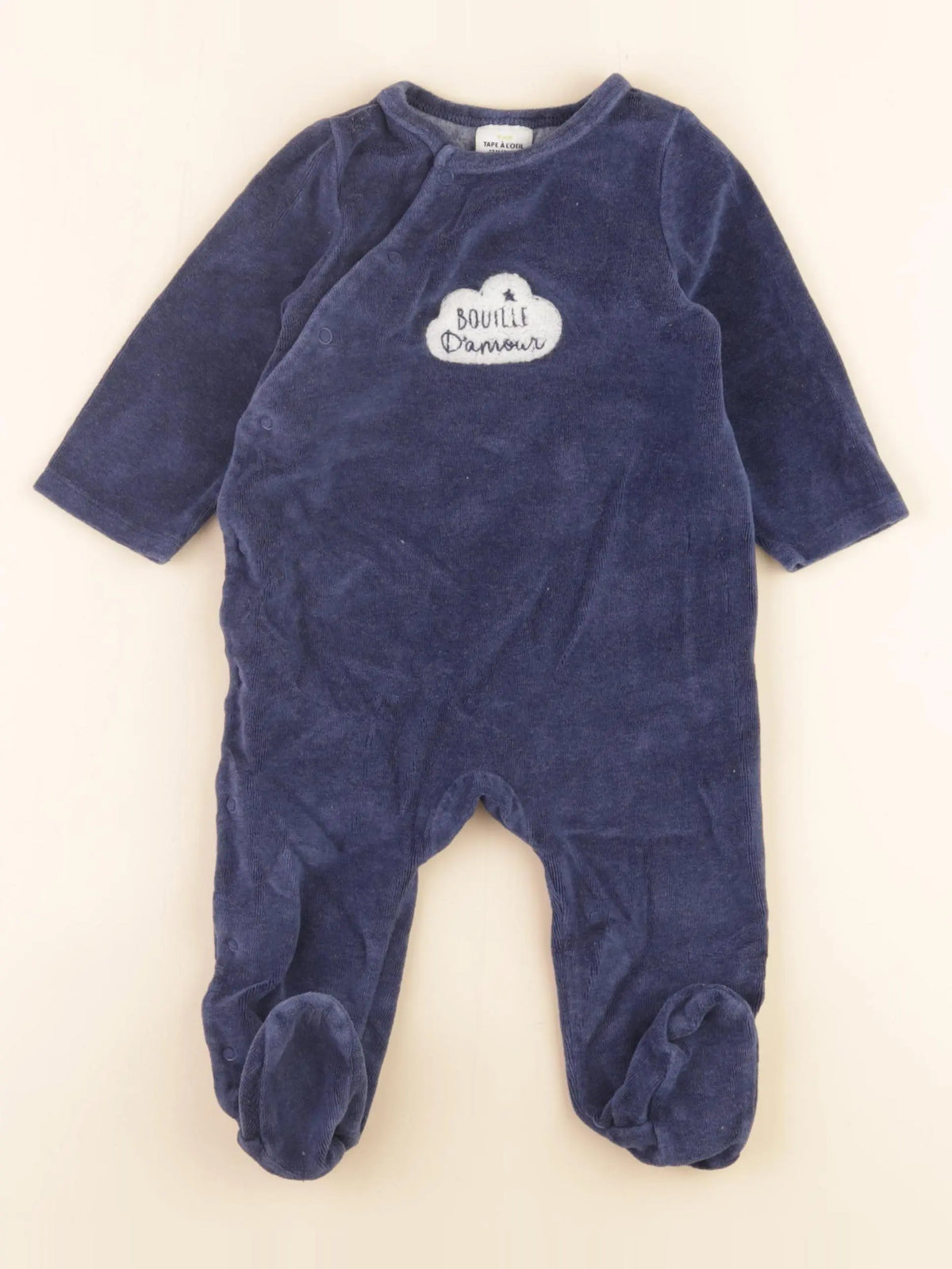 Tape à l'oeil - pyjama velours bleu - 12 mois