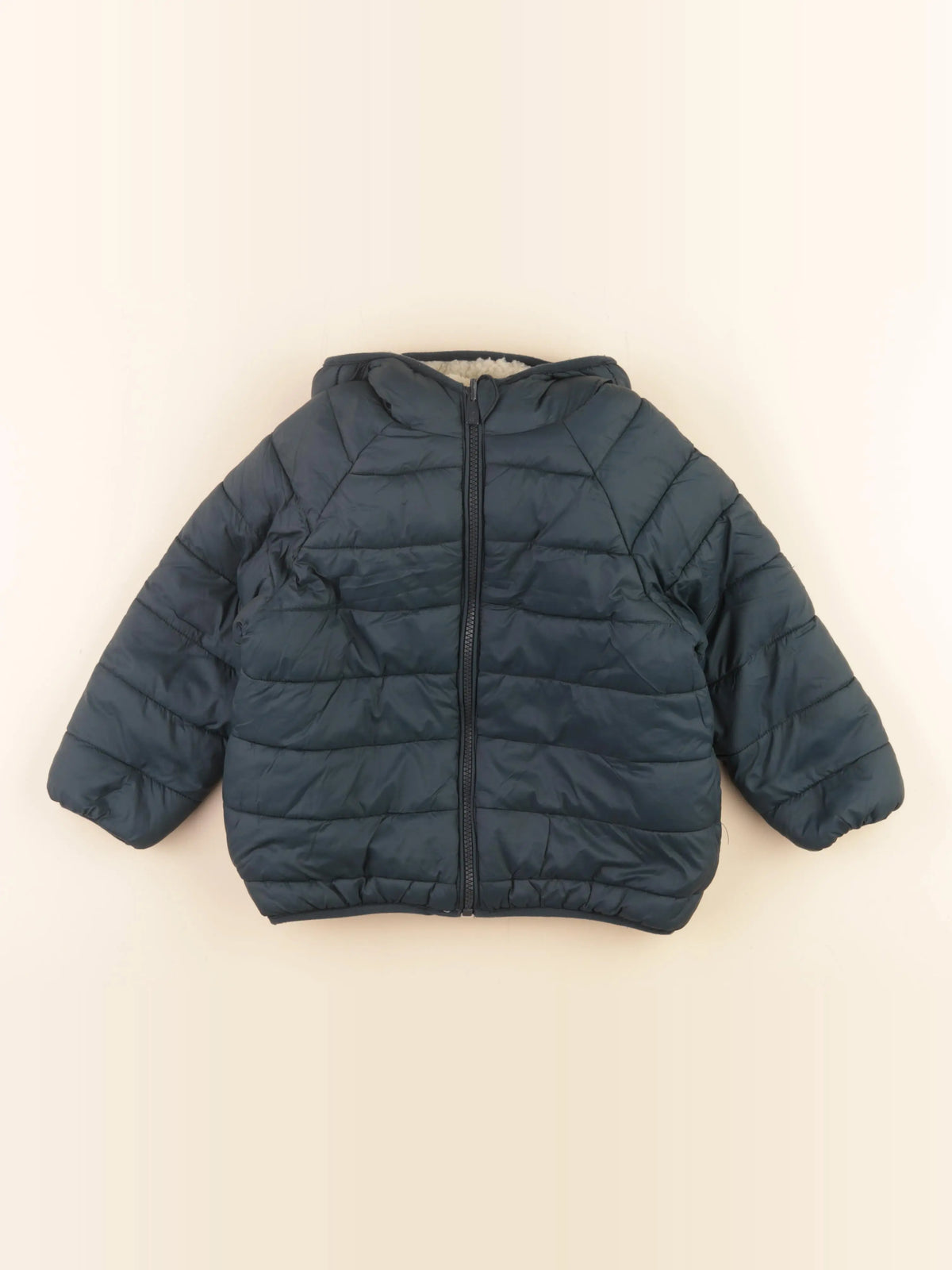 Vertbaudet - doudoune réversible vert, beige - 4 ans