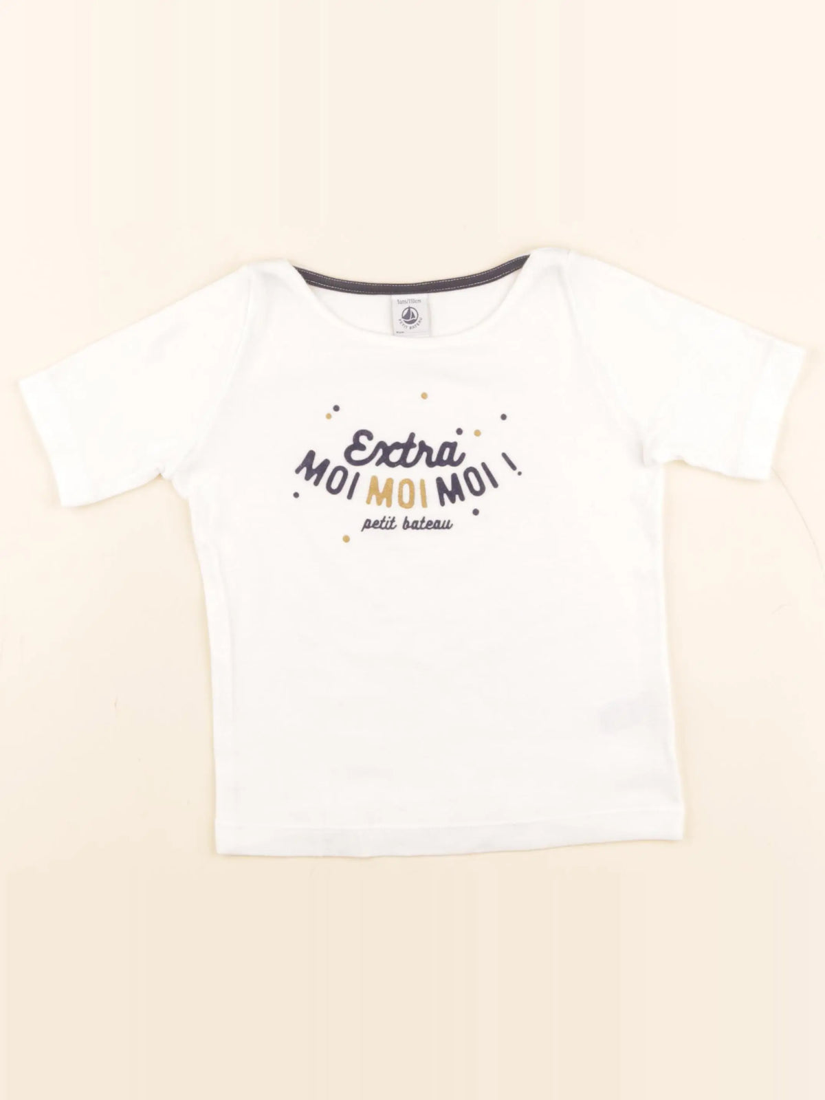 Petit Bateau - tee-shirt blanc, bleu - 5 ans