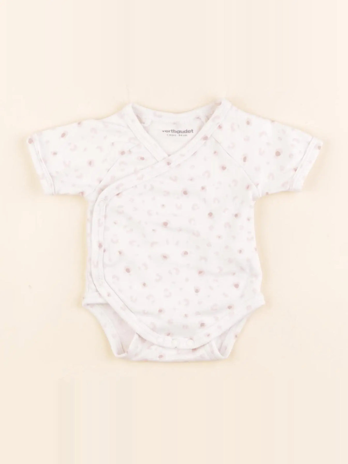 Vertbaudet - body rose, blanc - 0 mois