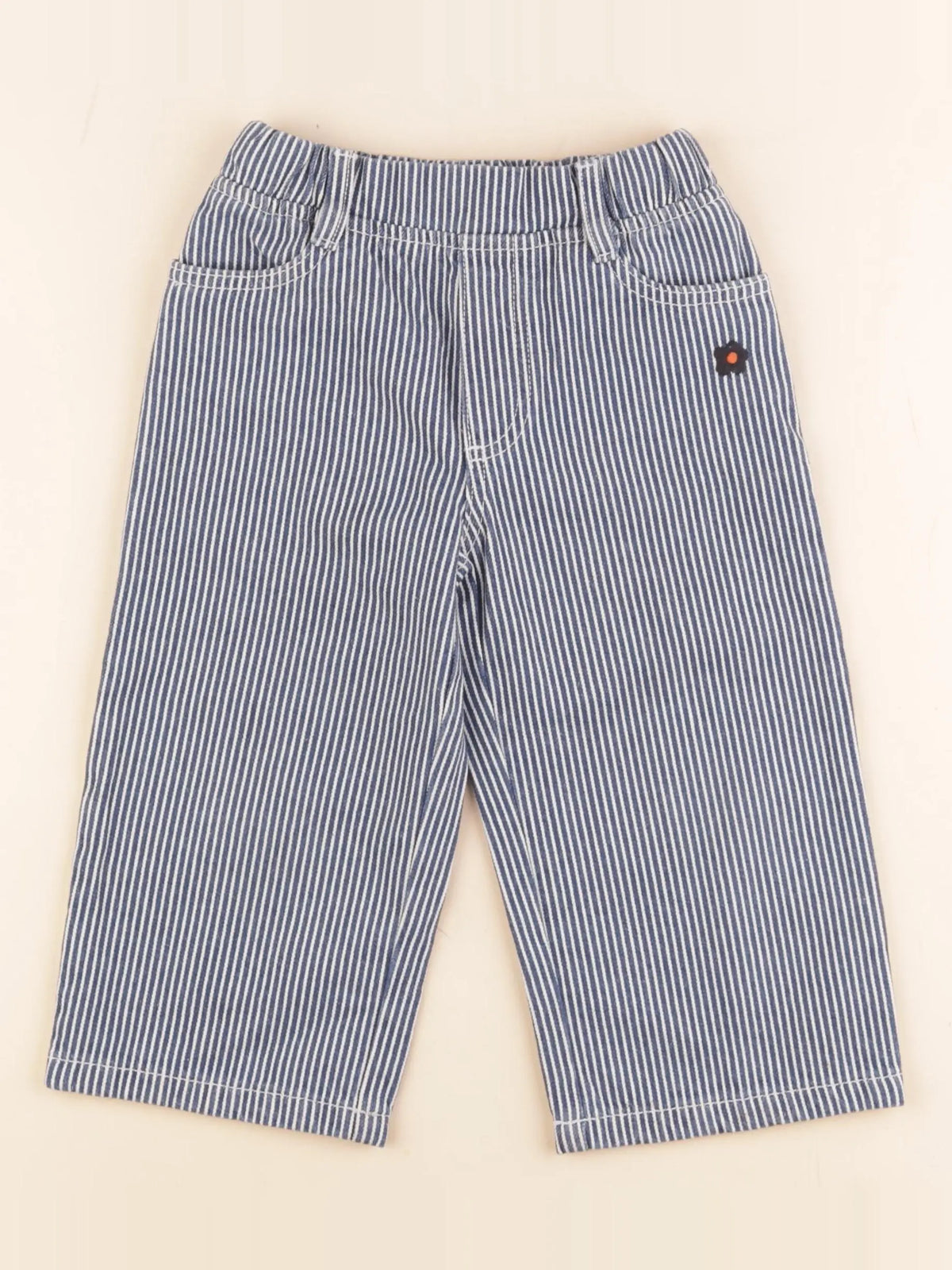 Monoprix - pantalon bleu, blanc - 3 ans