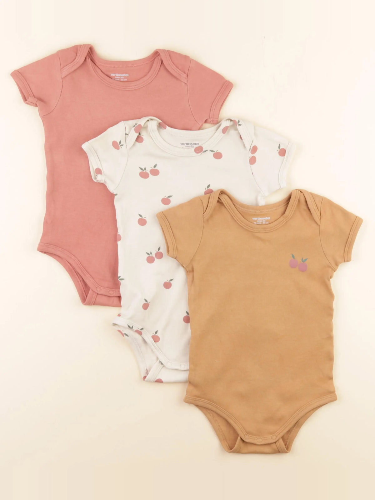 Vertbaudet - lot de 3 bodies en coton multicolore - 24 mois