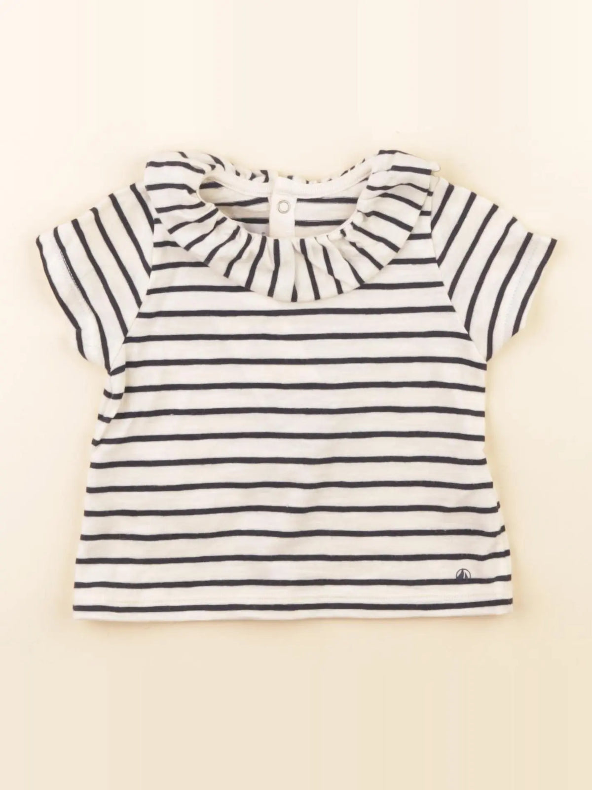 Petit Bateau - tee-shirt blanc, bleu - 6 mois