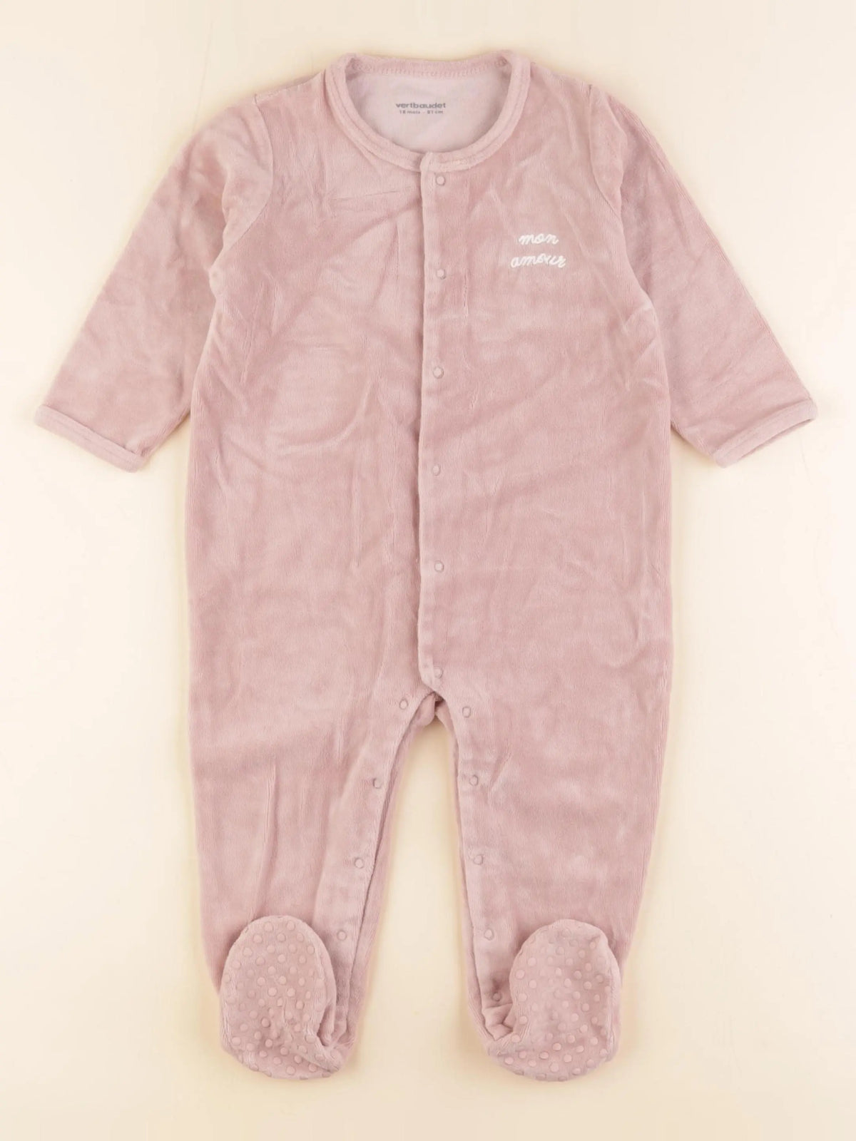 Vertbaudet - pyjama velours rose - 18 mois