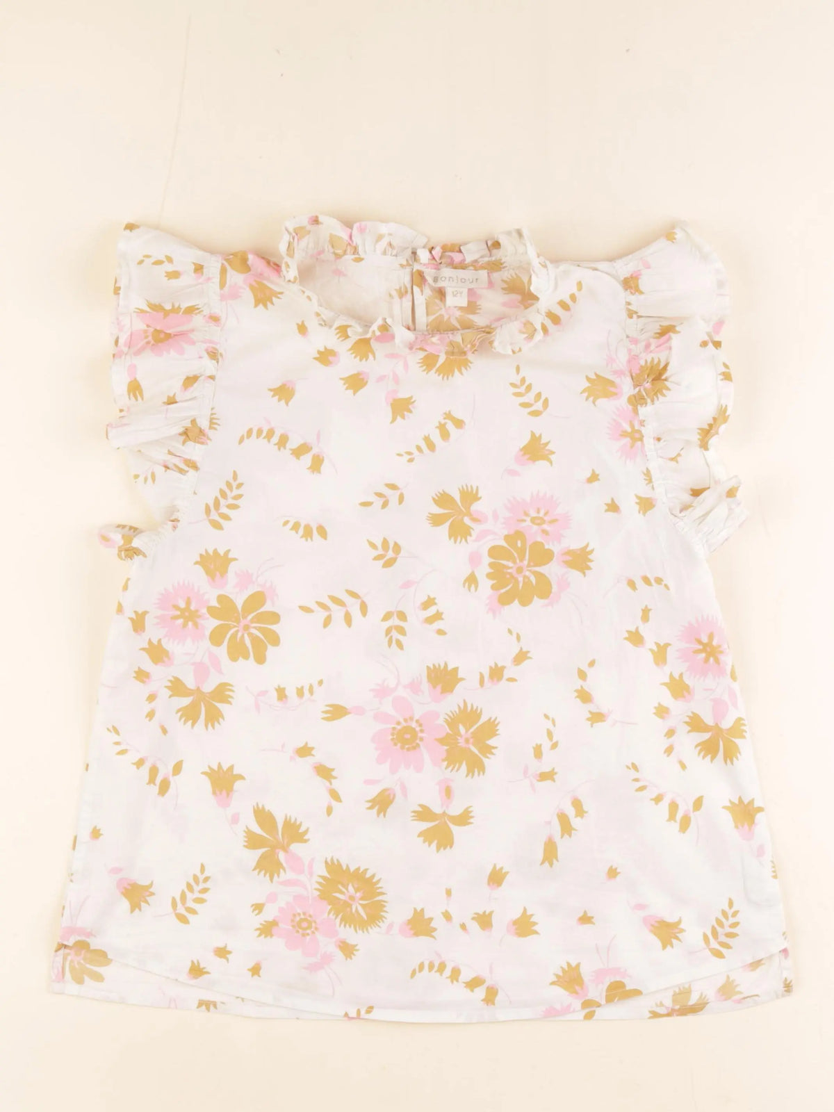 Bonjour - blouse beige, rose - 12 ans