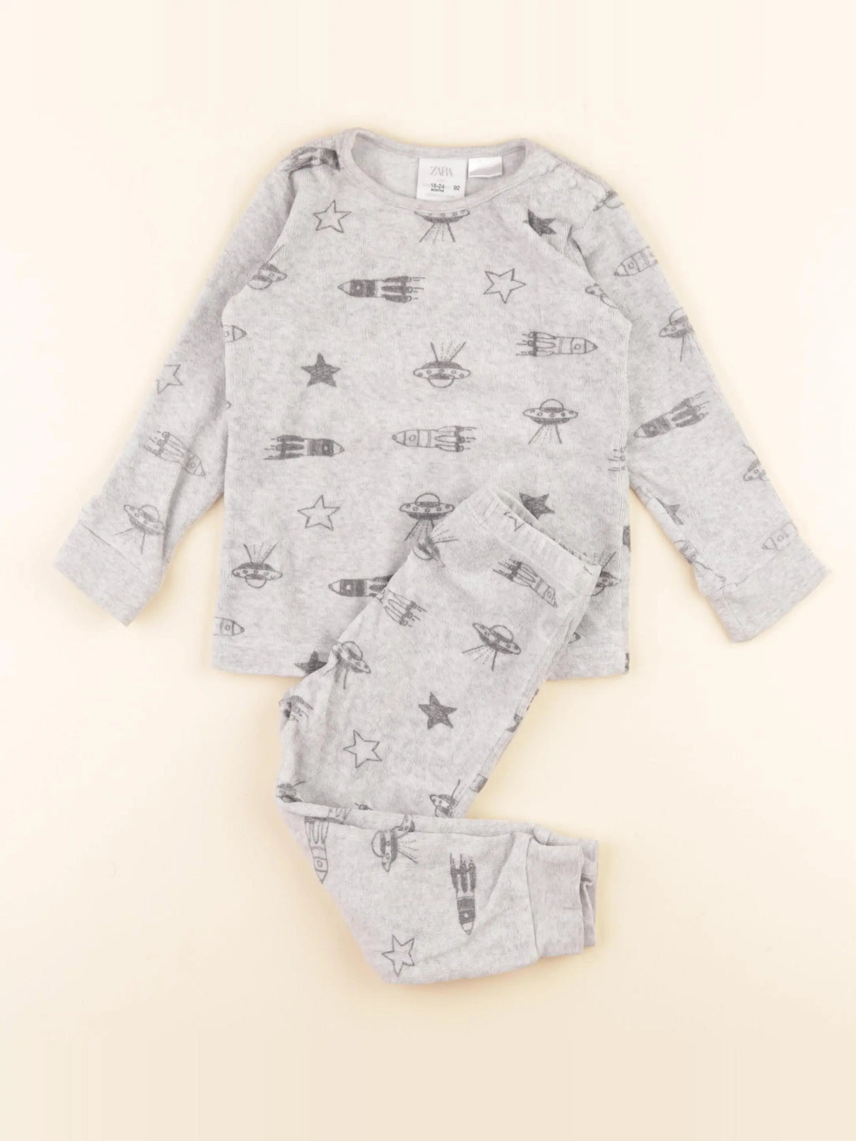 Zara - pyjama velours gris - 18/24 mois