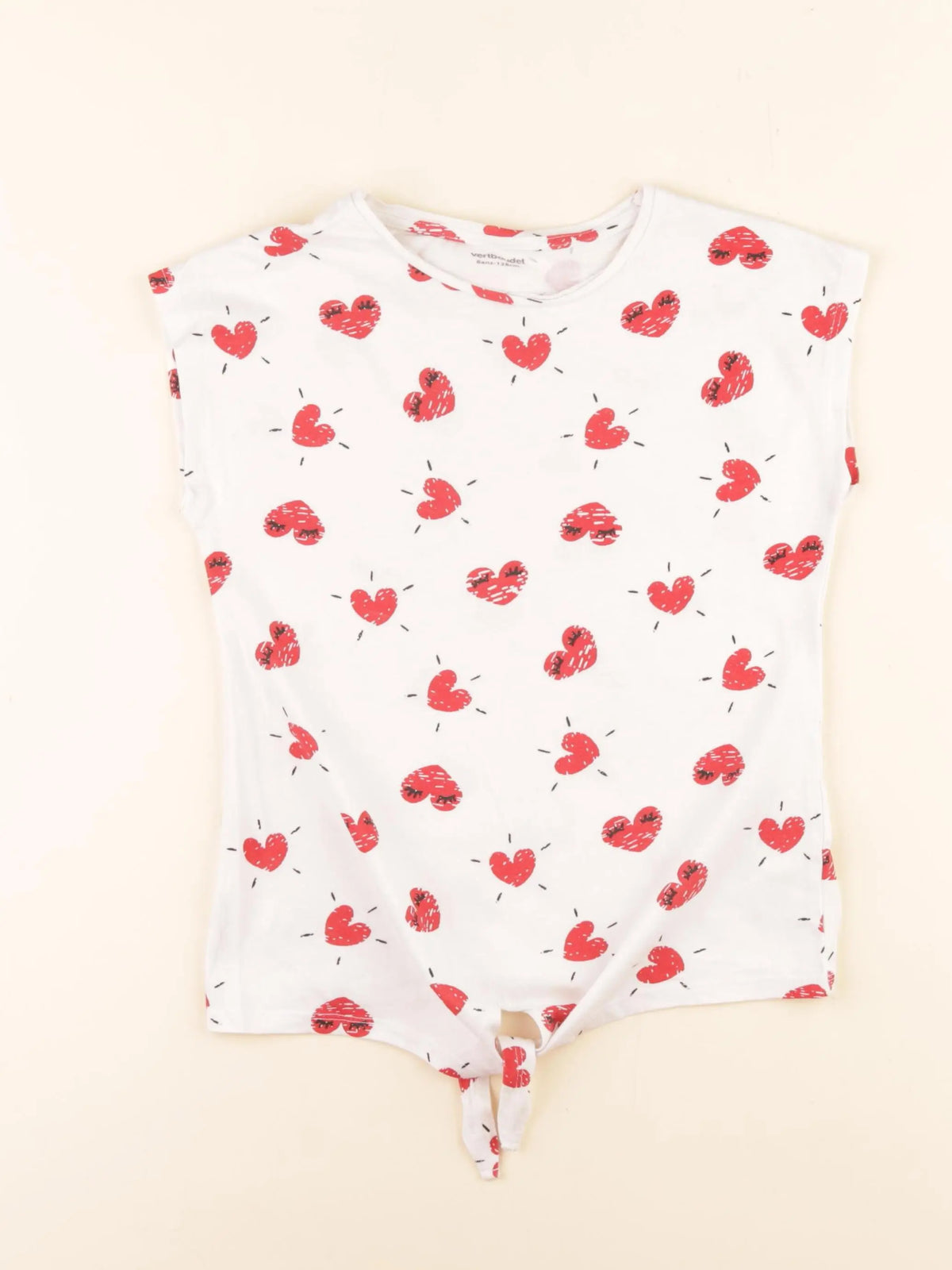 Vertbaudet - tee-shirt blanc, rouge - 8 ans