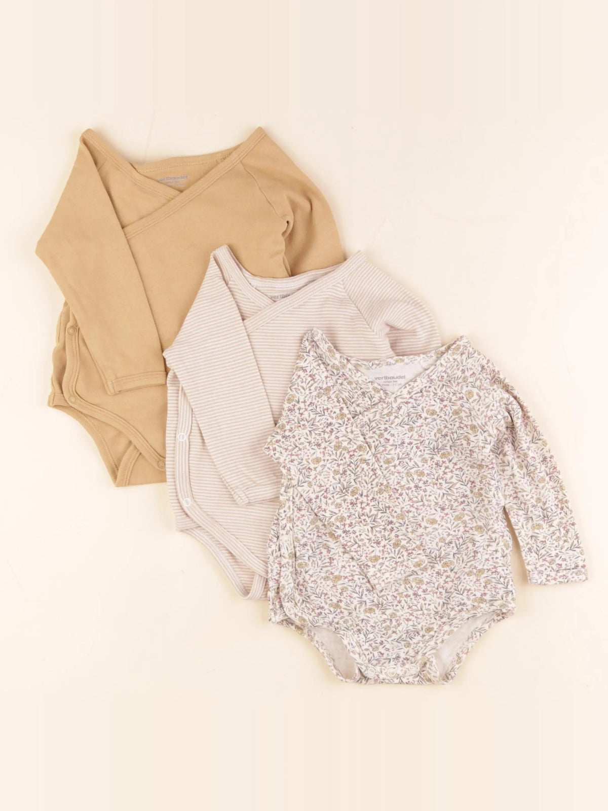 Vertbaudet - lot de 3 bodies en coton multicolore - 9 mois