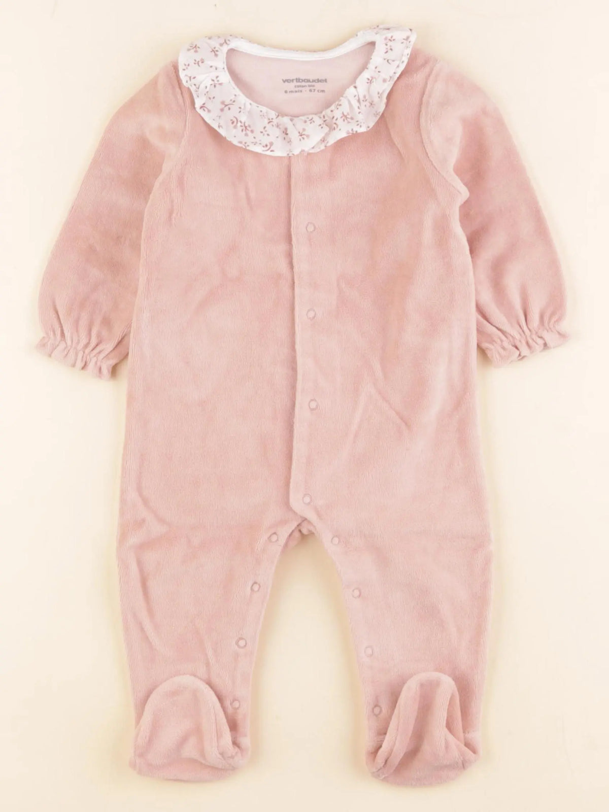 Vertbaudet - pyjama velours rose - 6 mois