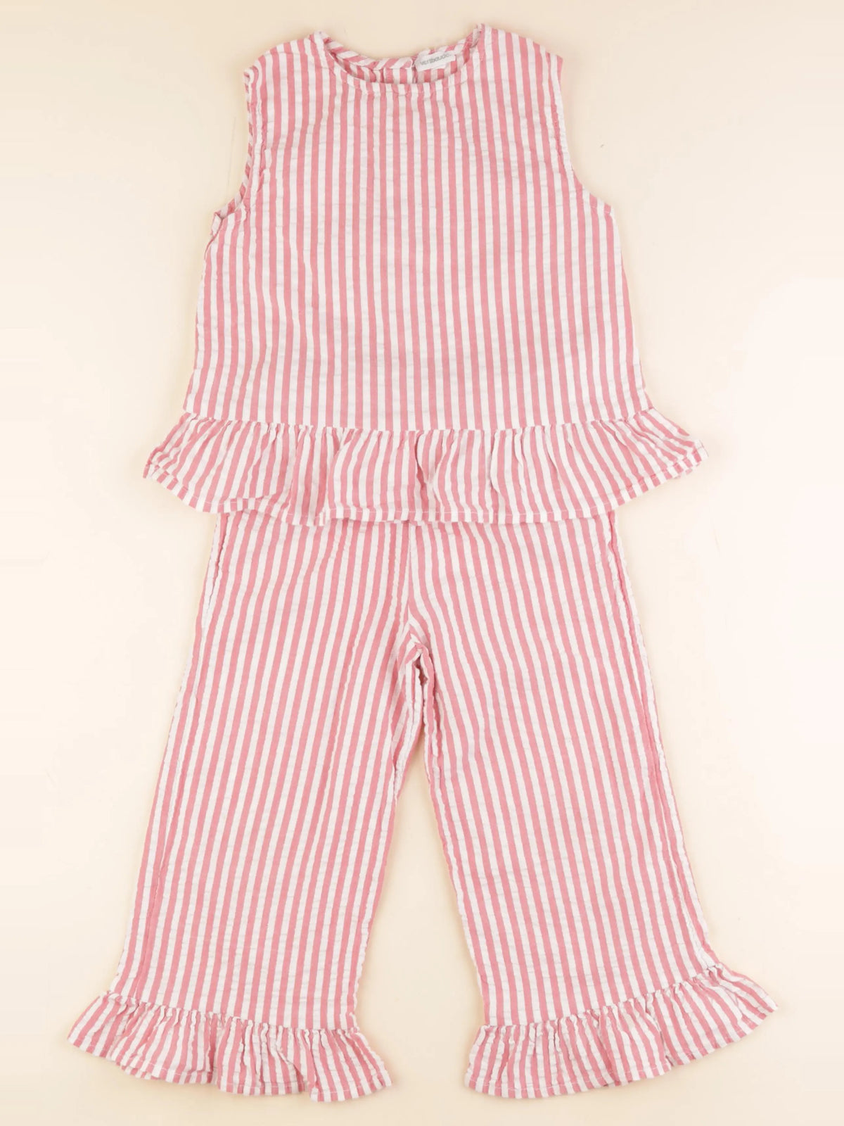 Vertbaudet - ensemble blanc, rose - 6 ans