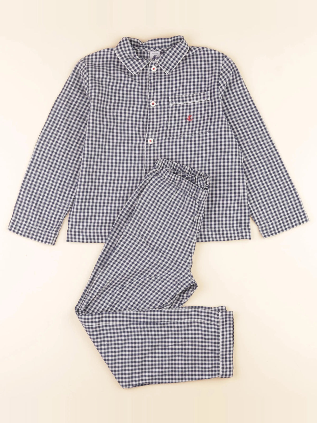 Petit Bateau - pyjama coton bleu - 8 ans