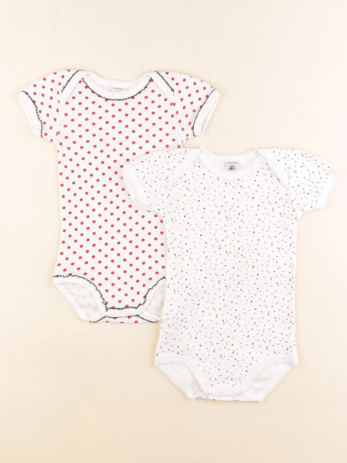 Petit Bateau - lot de 2 bodies en coton blanc - 12 mois