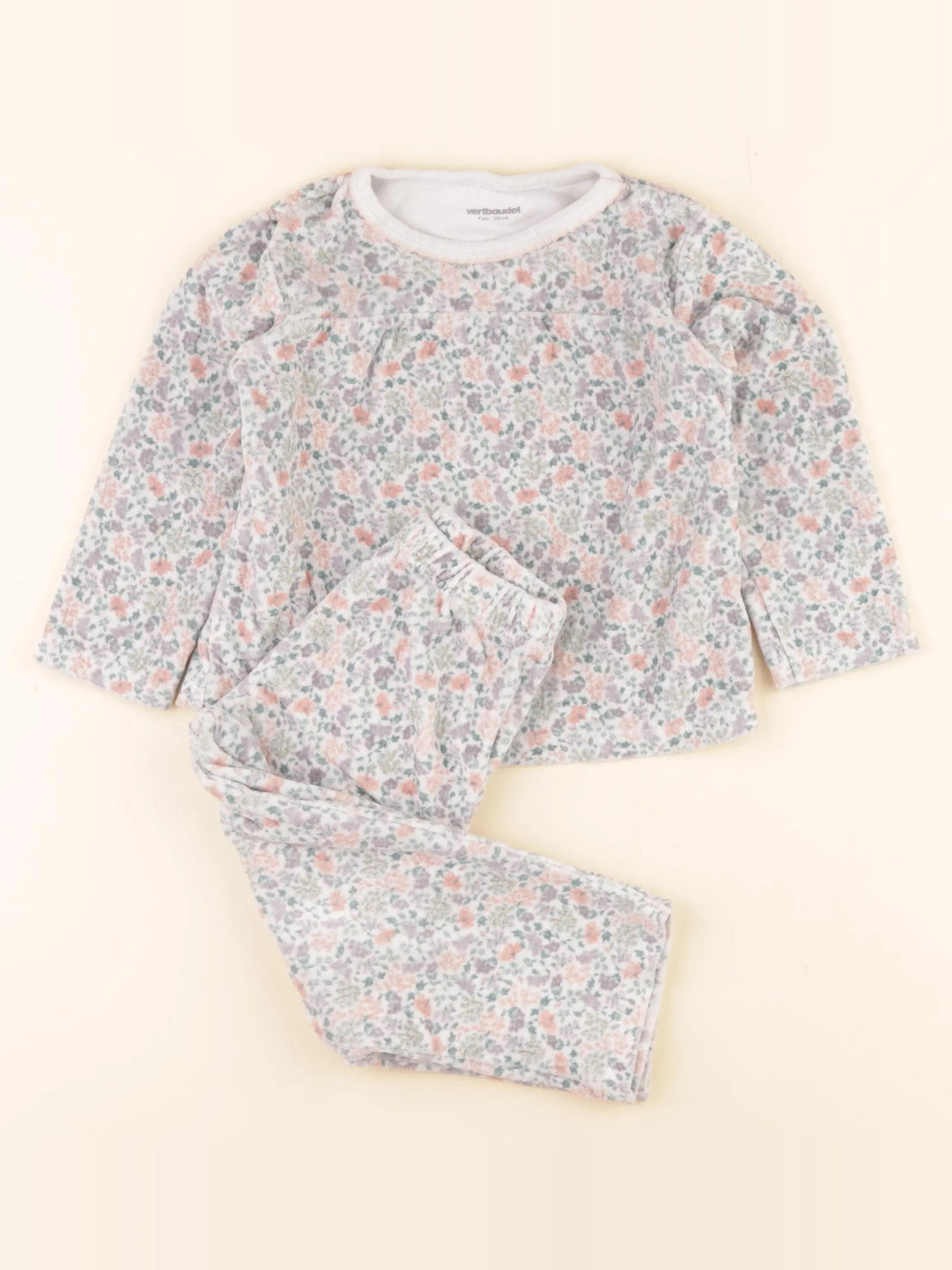 Vertbaudet - pyjama velours multicolore - 4 ans