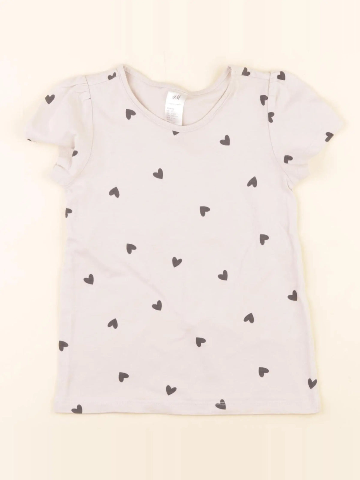 H&M - tee-shirt beige, noir - 2/3 ans
