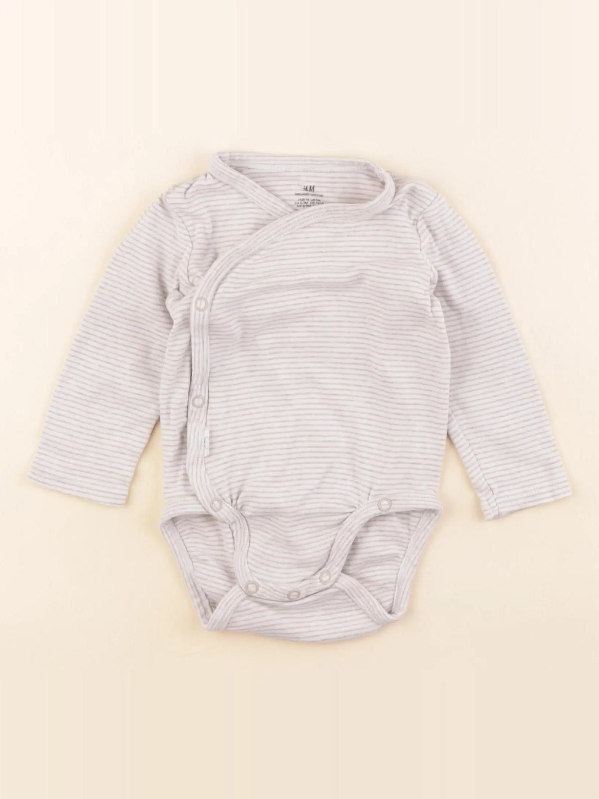 H&M - body blanc, gris - 6/9 mois