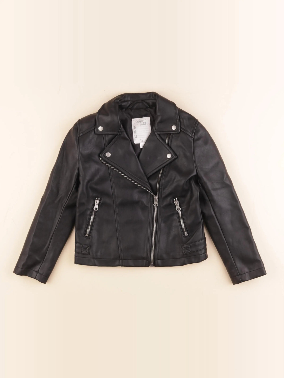 Vertbaudet - veste simili cuir noir - 7 ans