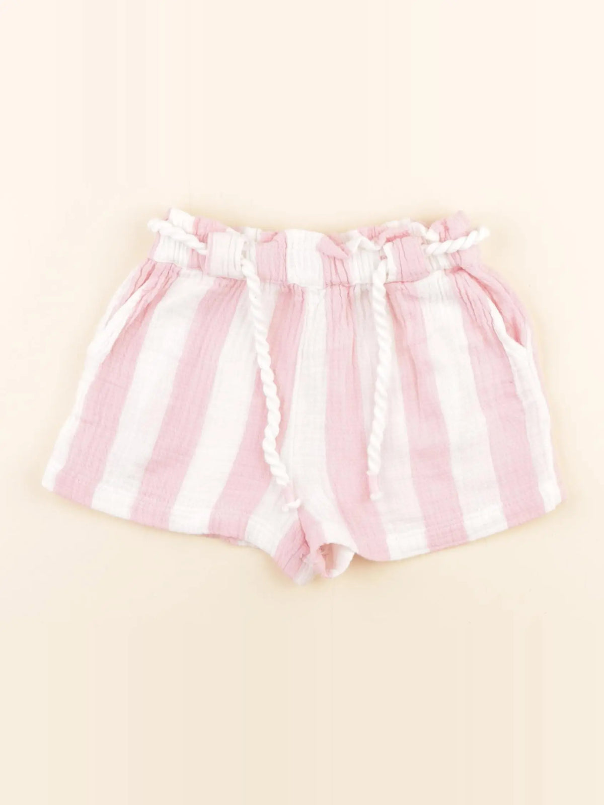 Vertbaudet - short blanc, rose - 3 ans