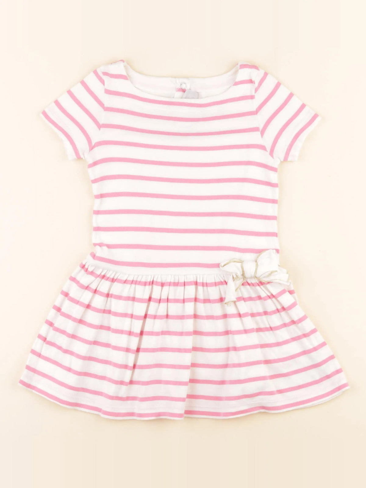 Petit Bateau - robe blanc, rose - 4 ans