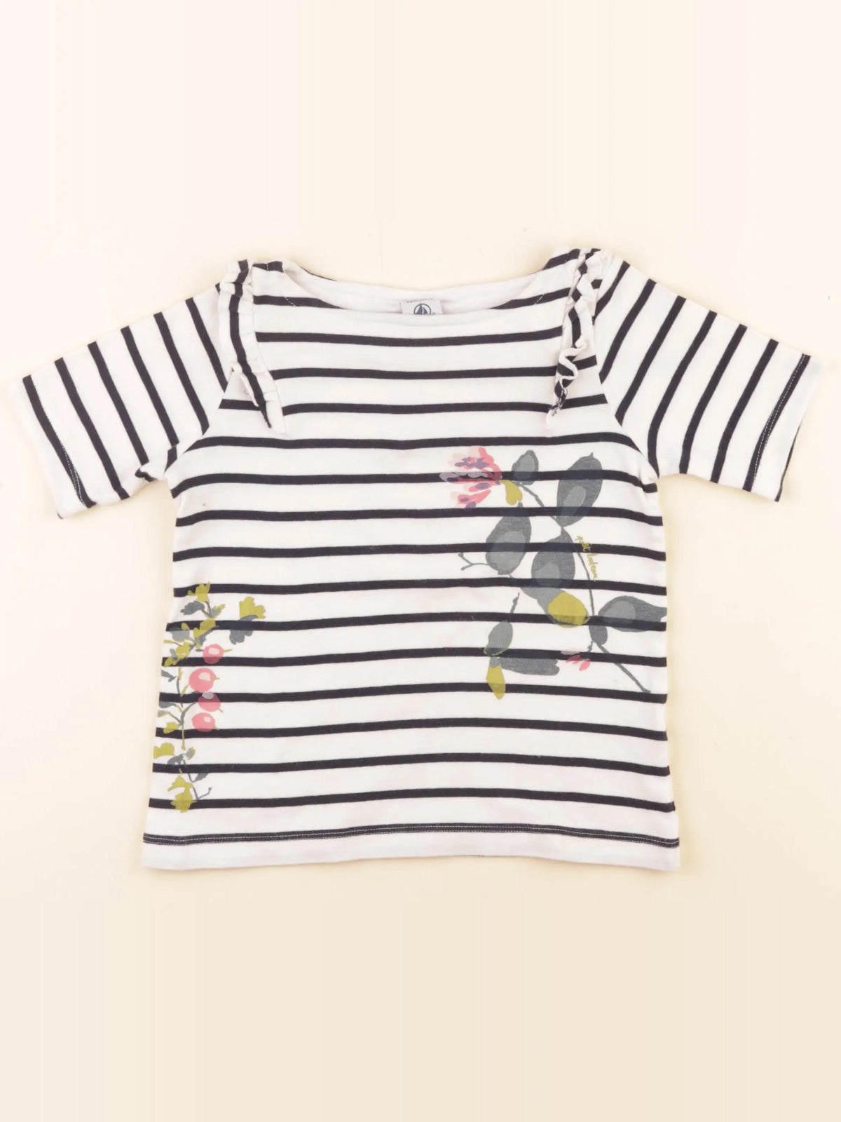 Petit Bateau - tee-shirt velours blanc, bleu - 4 ans