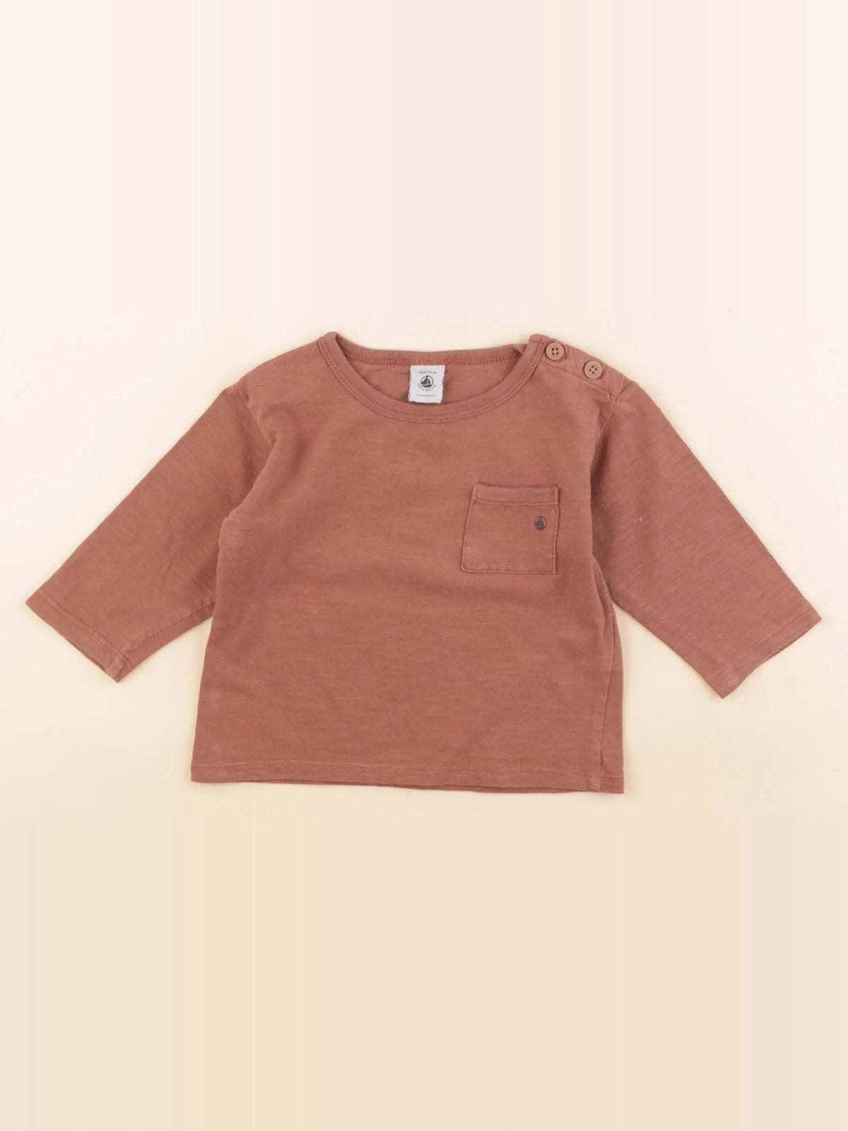 Petit Bateau - tee-shirt marron - 12 mois