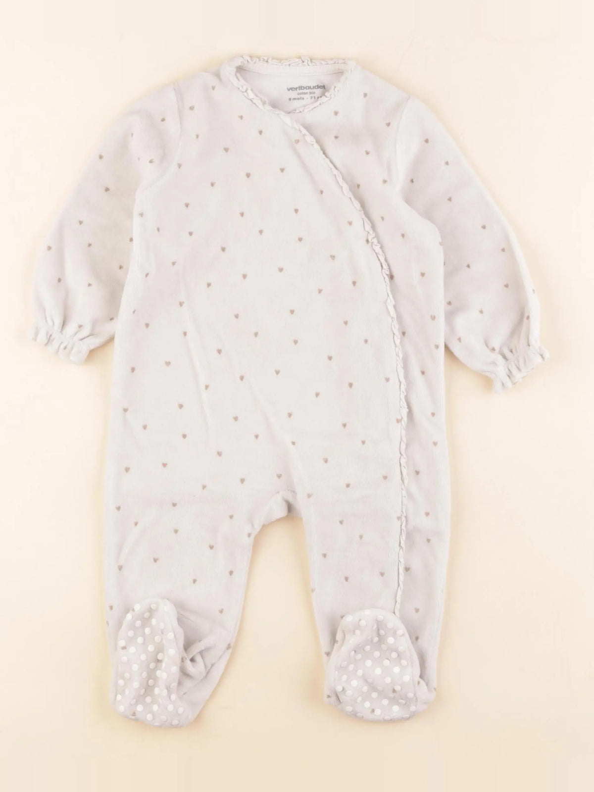 Vertbaudet - pyjama velours beige - 9 mois
