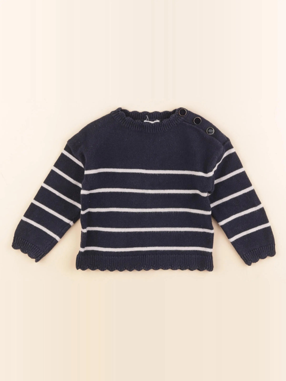 Vertbaudet - pull blanc, bleu - 2 ans