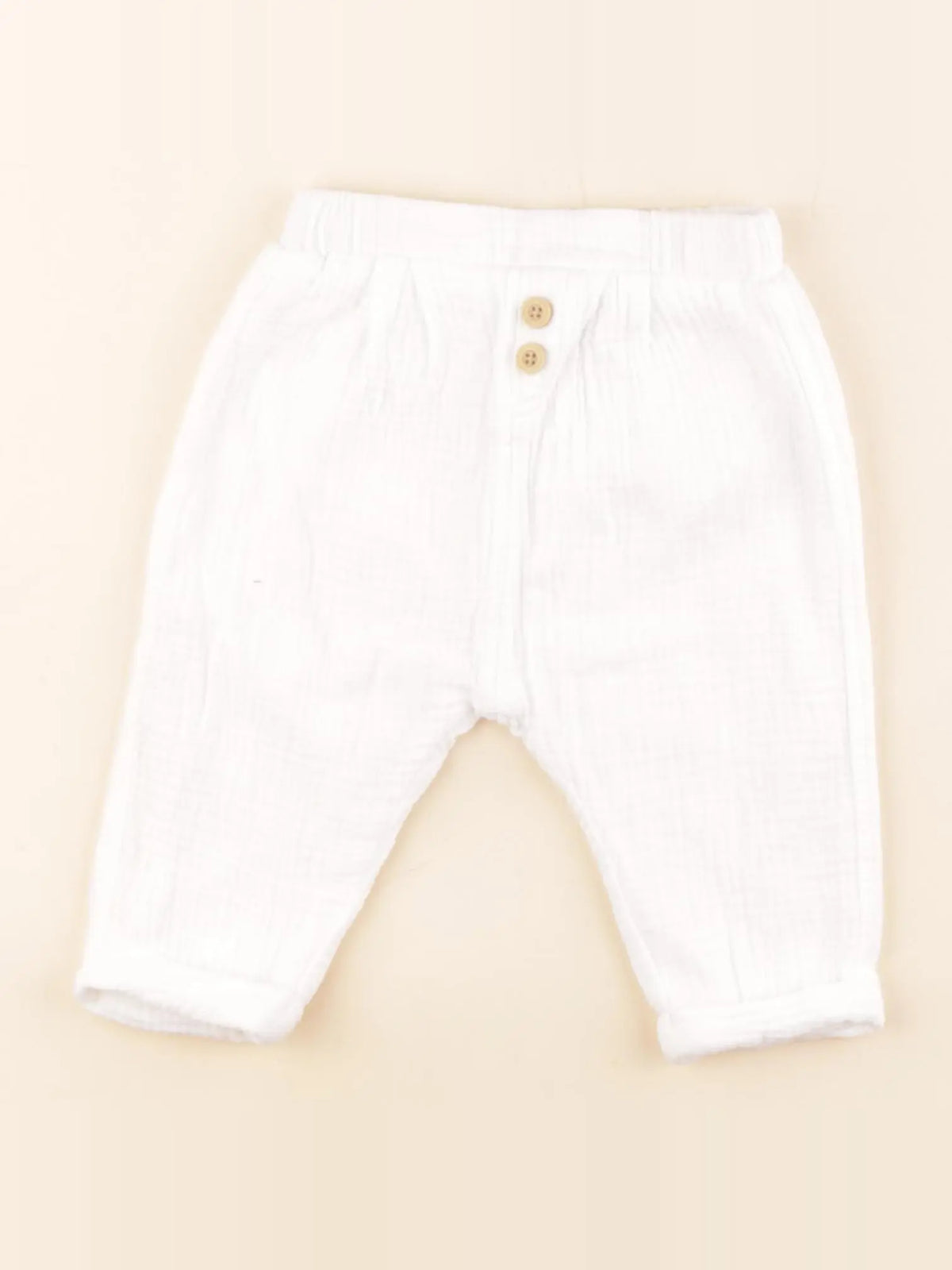 Vertbaudet - pantalon blanc - 9 mois