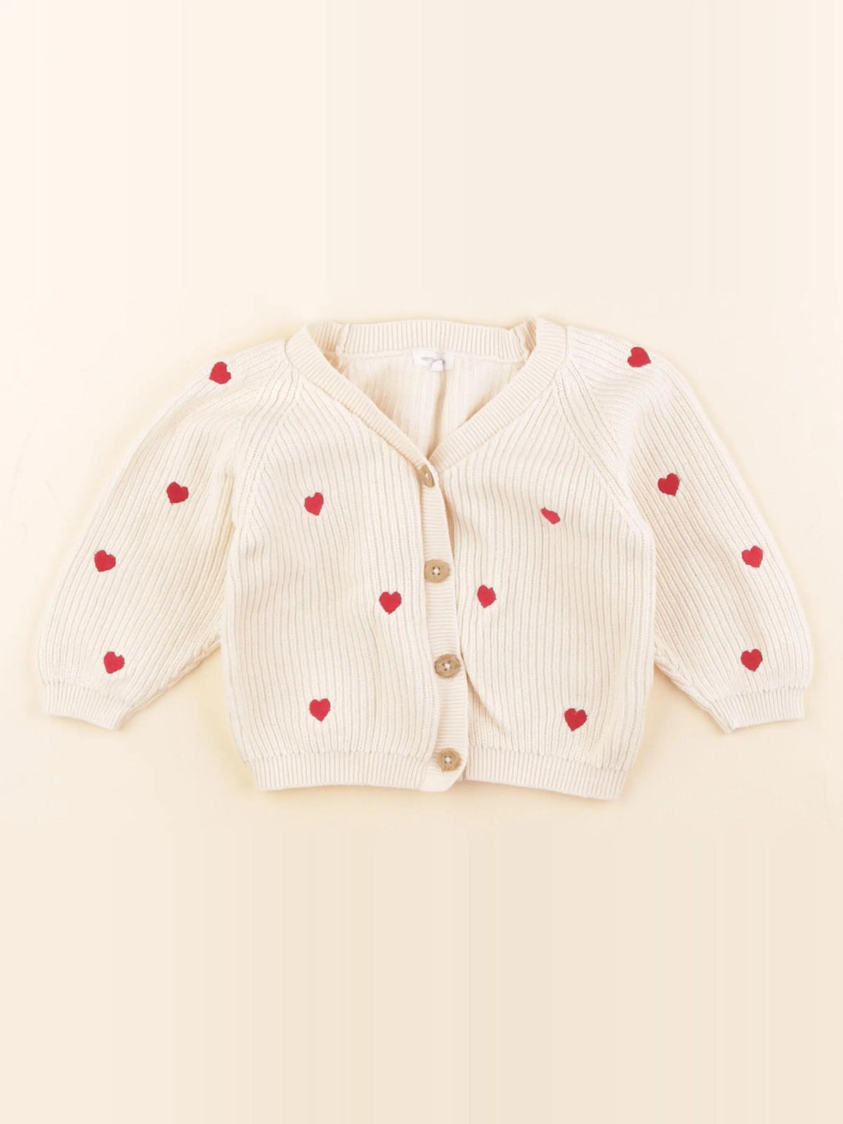 Vertbaudet - gilet beige, rouge - 12 mois