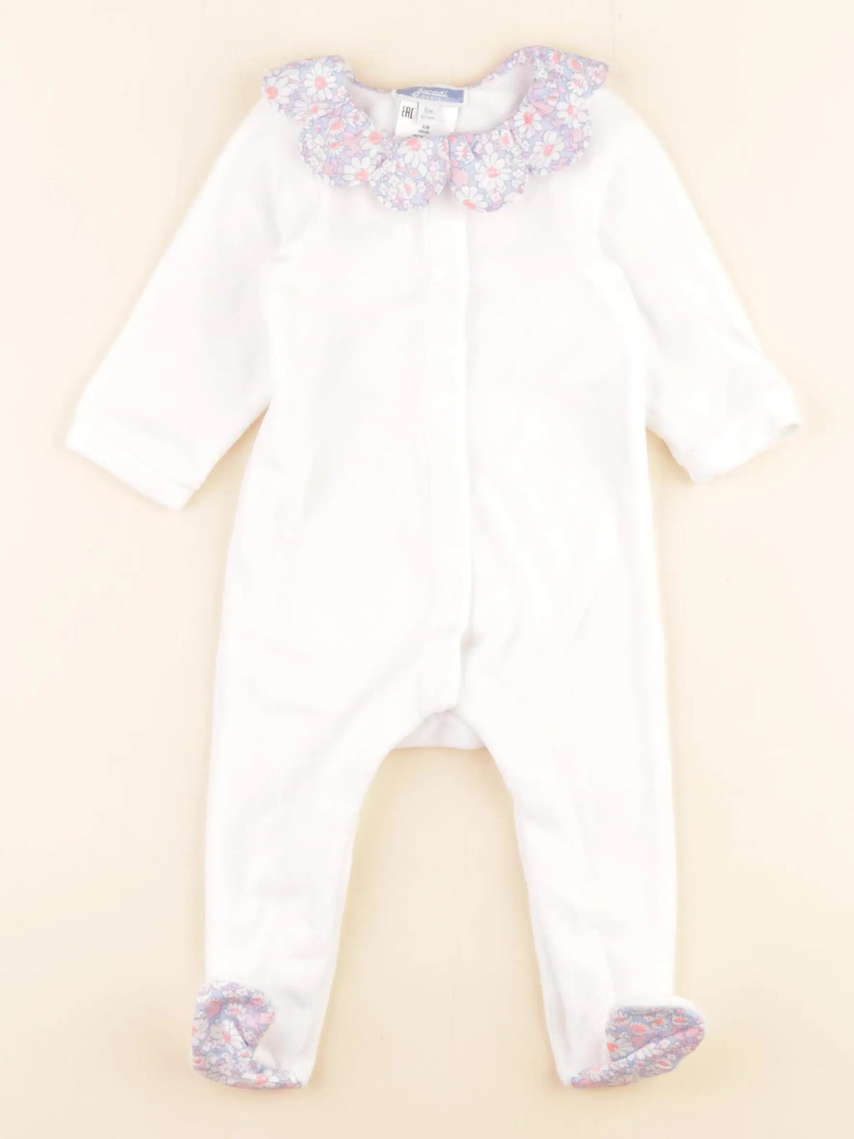 Jacadi - pyjama velours blanc - 6 mois