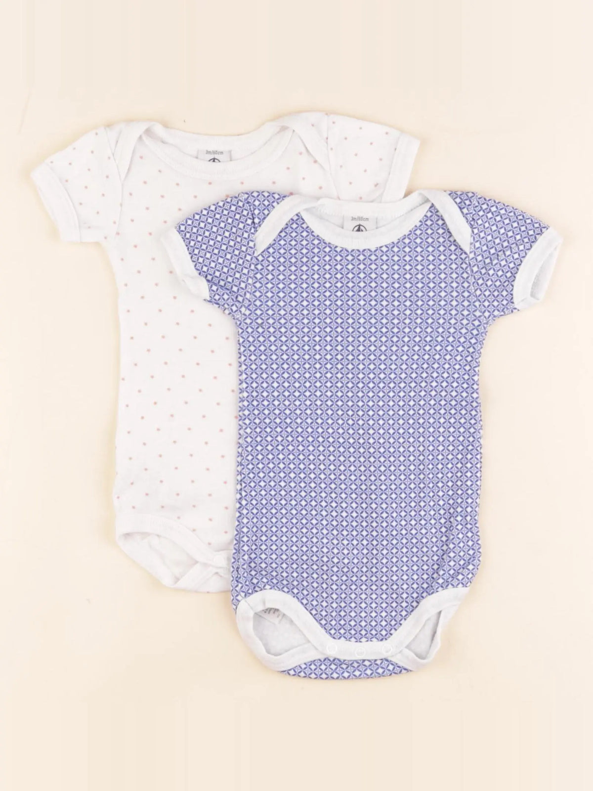 Petit Bateau - lot de 2 bodies en coton multicolore - 3 mois